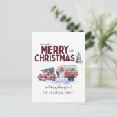 Carte postale de Noël vintage Camping rouge (Debout devant)