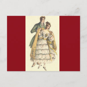 Carte postale de Noël vintage Couple Rouge Victori