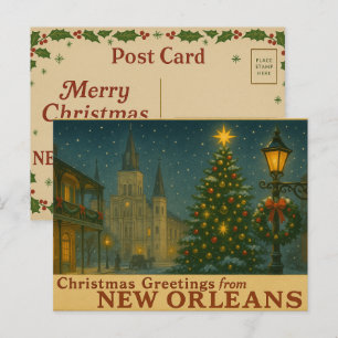 Carte postale de Noël vintage de La Nouvelle-Orléa