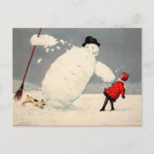 Carte postale de Noël vintage Falling Snowman (Devant)