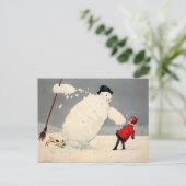 Carte postale de Noël vintage Falling Snowman (Debout devant)