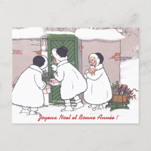 Carte postale de Noël vintage Filles Cadeaux