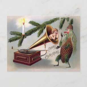 Carte postale de Noël vintage Pinecone