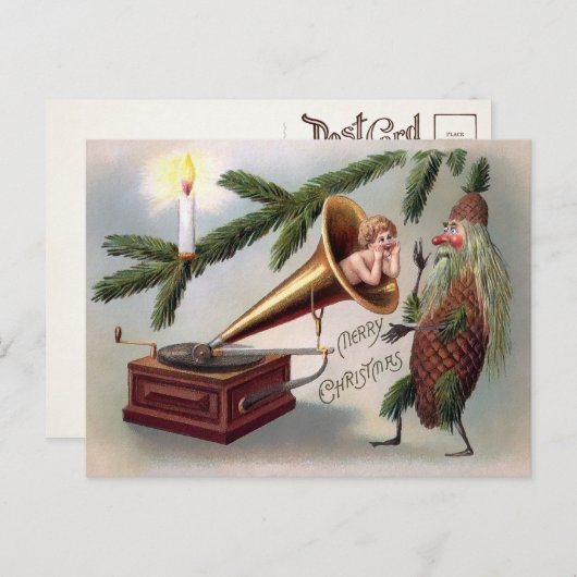 Carte postale de Noël vintage Pinecone (Devant / Derrière)