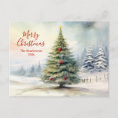 Carte postale de Noël vintage représentant un pin  (Devant)
