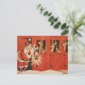 Carte postale de Noël vintage Santa renne (Debout devant)