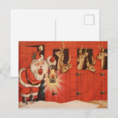 Carte postale de Noël vintage Santa renne (Devant / Derrière)