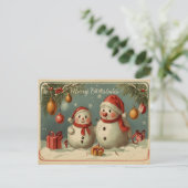 Carte postale de Noël Vintage Snowman (Debout devant)