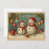 Carte postale de Noël Vintage Snowman (Devant / Derrière)