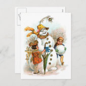 Carte postale de Noël vintage Snowman (Devant / Derrière)