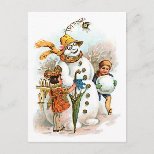 Carte postale de Noël vintage Snowman (Devant)