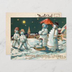 Carte postale de Noël vintage Snowman 