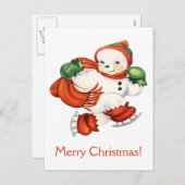 Carte postale de Noël vintage Snowman (Devant / Derrière)