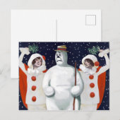 Carte postale de Noël vintage Snowman (Devant / Derrière)
