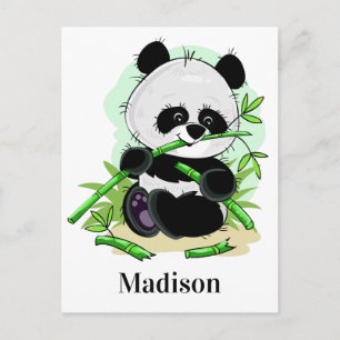 Carte postale de nom personnalisé Cute Panda