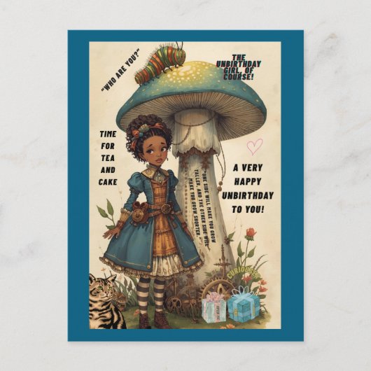 Carte postale de non-anniversaire d'Alice et de la (Devant)