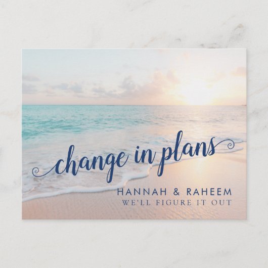 Carte postale de notification de mariage de plage  (Devant)