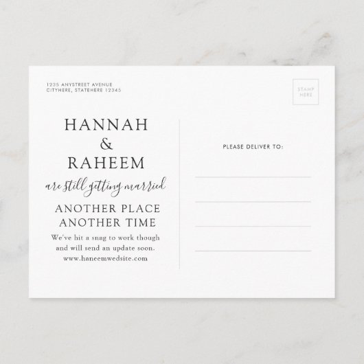 Carte postale de notification de mariage sur la pl (Dos)