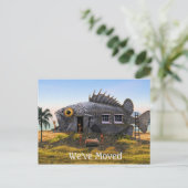 Carte postale de nouvelle adresse avec poisson et  (Debout devant)