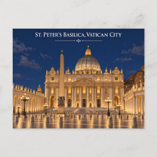 Carte postale de nuit de la basilique Saint-Pierre