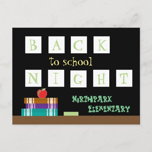 Carte postale de nuit de retour à l'école (Devant)