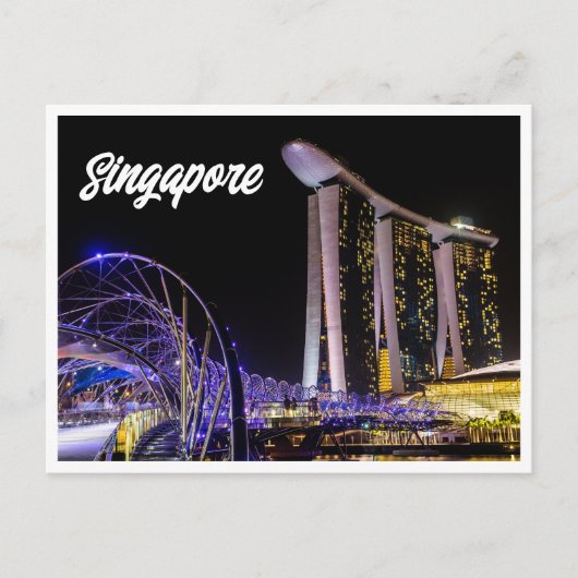 Carte postale de nuit de Singapour (Devant)