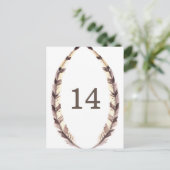 Carte postale de numéro de table à bordure emplumé (Debout devant)