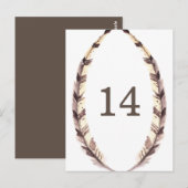 Carte postale de numéro de table à bordure emplumé (Devant / Derrière)