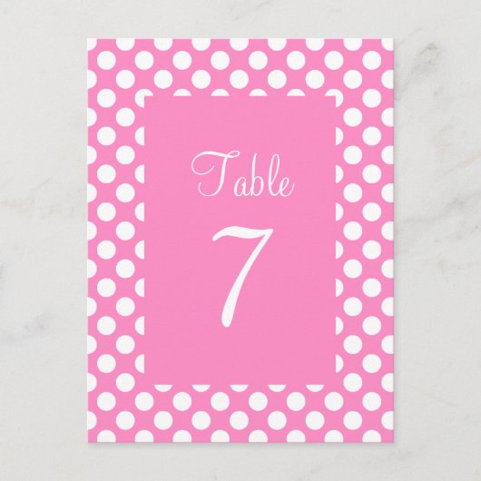 Carte postale de numéro de table à pois rose et bl (Devant)