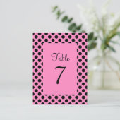 Carte postale de numéro de table à pois rose et no (Debout devant)