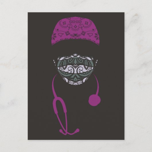 carte postale de paisley avec masque (Devant)