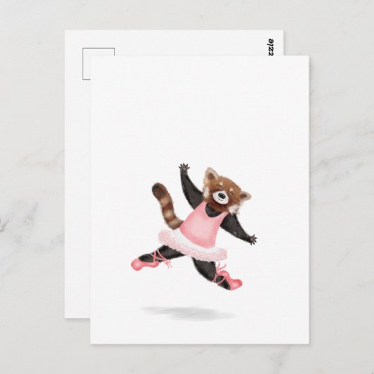 Carte postale de panda rouge à danser (Devant / Derrière)