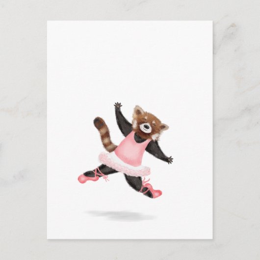 Carte postale de panda rouge à danser (Devant)