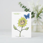 Carte postale de papillon de tournesol souriant mi (Debout devant)