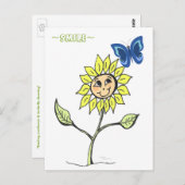 Carte postale de papillon de tournesol souriant mi (Devant / Derrière)