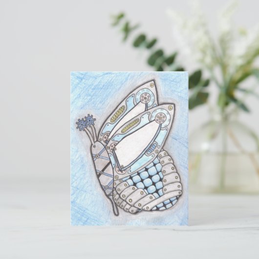 Carte postale de papillon Steampunk (Debout devant)