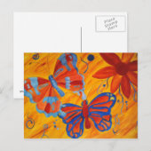 carte postale de papillons et de fleurs (Devant / Derrière)