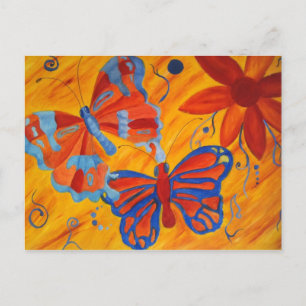 carte postale de papillons et de fleurs