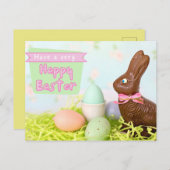 Carte postale de Pâques au chocolat Bunny (Devant / Derrière)