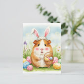 Carte postale de Pâques avec un cochon d'Inde mign (Debout devant)