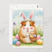 Carte postale de Pâques avec un cochon d'Inde mign (Devant / Derrière)