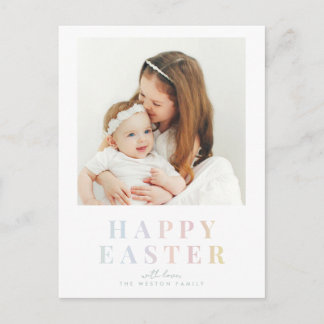Carte postale de Pâques familiale pastel joyeuse