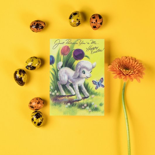 carte postale de Pâques rétro vintage agneau de Pâ