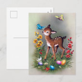Carte postale de Pâques rétro vintage cerf (Devant / Derrière)