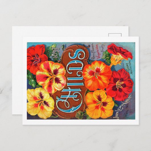 Carte postale de paquets de semences. (Devant / Derrière)