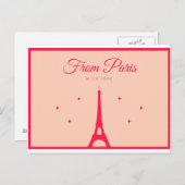 Carte Postale De Paris avec amour - Lettres rouges (Devant / Derrière)