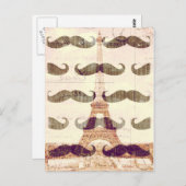 Carte Postale De Paris avec moustache (Devant / Derrière)