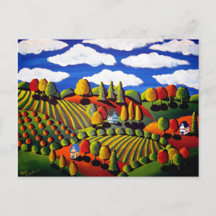 Carte postale de paysage d'automne de l'art popula