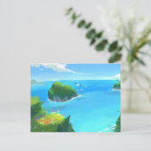 Carte postale de paysage de plage moderne dans la (Debout devant)