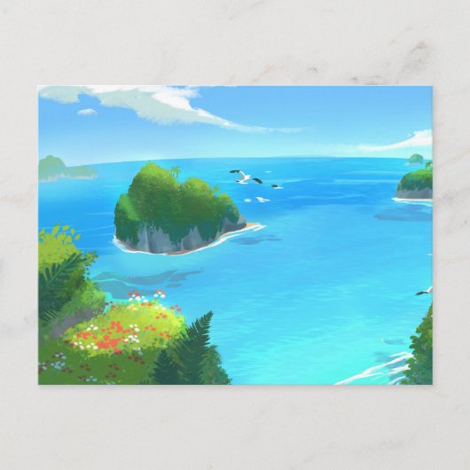 Carte postale de paysage de plage moderne dans la (Devant)